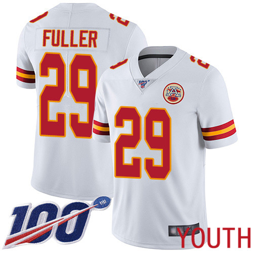 Youth Kansas City Chiefs #29 Fuller Kendall White Vapor Untouchable Limited Player 100th Season Football Nike NFL Jersey